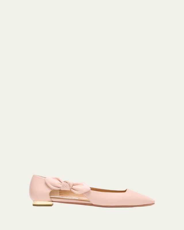 Very Bow-Tie Leather Ballerina Flats